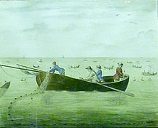 Christophe-Paul de Robien : Pesche de la sardine (dessin aquarellé sur papier, 1756).