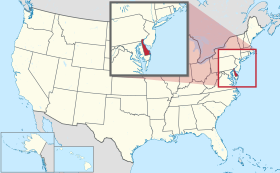 Map of the U.S. with Delaware highlighted