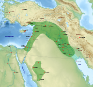 L'extension approximative de l'empire néo-babylonien.
