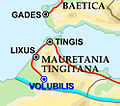 Carte de la province romaine de Maurétanie tingitane avec ses routes et cités principales
