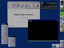 Capture d’écran d’un bureau utilisant l’environnement graphique Window Maker