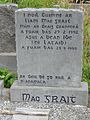 Écriture gaélique sur une pierre tombale au Comté de Kerry.