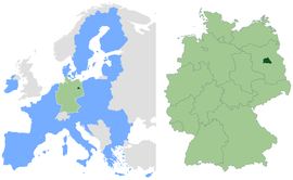 Location within European Union and Germanyको अवस्थिति
