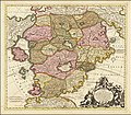 Carte allégorique du Pays de Cocagne (Schlaraffenland) par Johann Baptist Homann, 1700