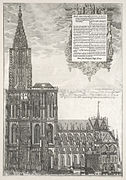 Isaac Brunn, La Cathédrale de Strasbourg vue du Sud (1615), eau-forte.