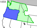 Territoire de Washington (en vert) et État de l'Oregon en 1859