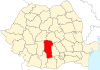 Map of Romania highlighting Argeș County