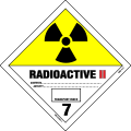 One of several dangerous goods transport classification signs for radioactive materials
