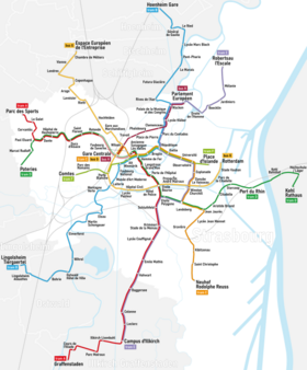 Plan du réseau en septembre 2020, avec les lignes de BHNS.