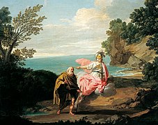 Athéna transforme Ulysse en vieillard, lors de son retour à Ithaque, Giuseppe Bottani (1775)[255].