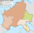 Empire carolingien selon l'Ordinatio Imperii de 817 et potestats des fils de Louis le Pieux : Lothaire, Louis, Pépin.