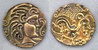 Златна монета од Галија од 1 век п.н.е, (Кабинет на медали, Париз).
