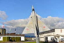 Photo du Mirage exposé à la base aérienne de Payerne