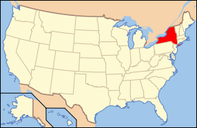 Map of the United States with ನ್ಯೂ ಯಾರ್ಕ highlighted