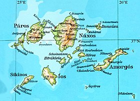 Paros parmi ses voisines : Antiparos, Despotikó, Naxos et autres îles.