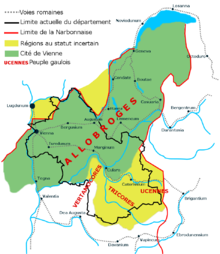 Carte montrant le territoire des Allobroges et mentionnant Casuaria.