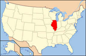 Peta Amerika Syarikat dengan nama Illinois ditonjolkan