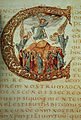Lettrine enluminée C, Sacramentaire de Drogon (vers 850), Paris, BNF, MS lat. 9428.