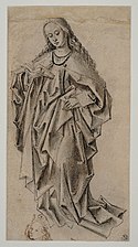Maître des Études de draperies, Sainte lisant (dernier quart du XVe siècle), plume et encore sur papier.