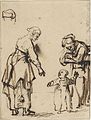 Скица с мастило на две жени, които учат бебето да ходи, Карел Фабриций, ок. 1640