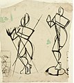 Две мастилени скици на „Кришна, свирещ на флейта“, ван Дусбург, нач. на XX век