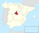 Situation géographique de la Communauté de Madrid en Espagne.