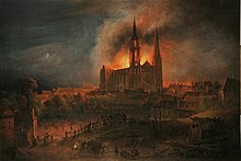 Tableau de l'incendie de la Cathédrale Notre-Dame de Chartres, peint en 1836 par François Alexandre Pernot.
