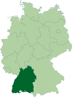 Разположение на Баден-Вюртемберг в Германия