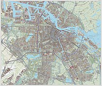 Peta topografi Amsterdam dan kota-kota di sekitarnya, 2014.