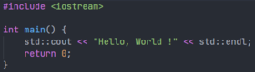 Code en C++ pour afficher Hello, World !