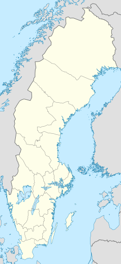 Mapa konturowa Szwecji, blisko dolnej krawiędzi po lewej znajduje się punkt z opisem „Malmö”