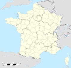 Mapa konturowa Francji, u góry znajduje się punkt z opisem „Orgeval”