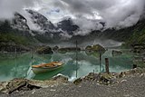 A view of the lake Bondhus in Norway. In the background a view of the Bondhus Glacier as a part of the Folgefonna Glacier.