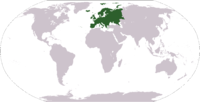 World map showing the location of Europe.