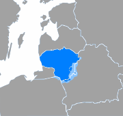 Aire de diffusion du lituanien.