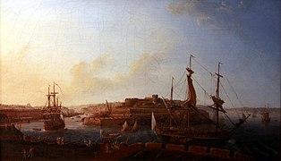 Louis-Nicolas Van Blarenberghe (1716-1794). Vue de l'entrée du port prise de la batterie royale.