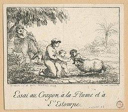 Dominique Vivant Denon, essai au crayon, à la plume et à l'estompe, (1809).