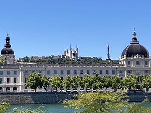 L'Hôtel-Dieu déployant sa façade sur le Rhône sur près de 500 m.
