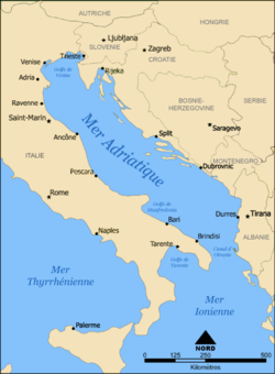Carte de la mer Adriatique.