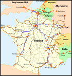 Carte de France avec le tracé des lignes