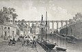 Félix Benoist : Le viaduc du chemin de fer et le fond du port (dessin de 1865)