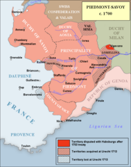 Frontière entre la France et la Savoie en 1700.