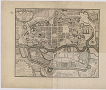 Plan de 1726 par F. Forestier de Villeneuve reprenant les projets de Robelin et de Gabriel.