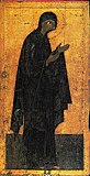 Icône déisis de la Mère de Dieu, partie de l'iconostase de la cathédrale de l'Annonciation de Moscou au kremlin. Théophane le Grec (?), fin XIVe-XVe siècle.