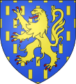 Blason des comtes de Nevers : D'azur billeté d'or, au lion du même armé et lampassé de gueules, brochant.