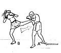 6 - Spinning back-kick, ici sur une avancée adverse (Coup direct vers l’arrière et retourné)
