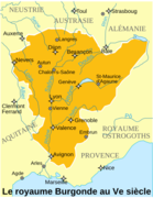 Le royaume Burgonde et la Provence au sein du Royaume ostrogoth au Ve siècle.