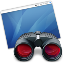 icône de l'application représentant une fenêtre d'application située en arrière plan de jumelle binoculaire à vision nocturne