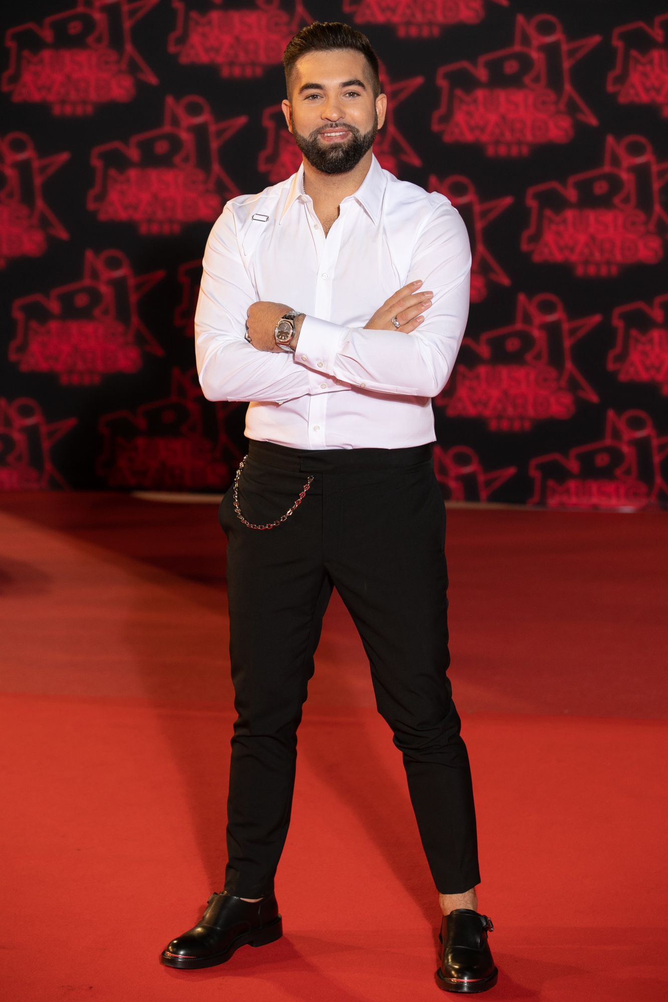 CANNES, FRANCE - NOVEMBER 20: Singer Kendji Girac attends the 22nd NRJ Music Awards on November 20, 2021 in Cannes, France. (Photo by Marc Piasecki/WireImage)