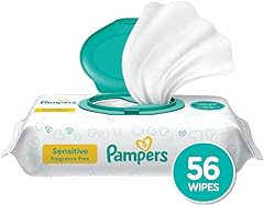 Pampers Sensitive Baby Wipes, Water Based, Hypoallergenic and Unscented, 1 Flip-Top (56 Wipes Total) [Packaging May Vary]